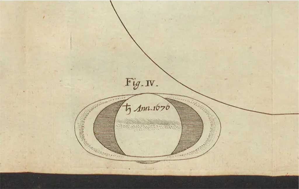 Giovanni Cassini, detalle del dibujo del sistema de Saturno Giovanni Cassini, detalle del dibujo del sistema de Saturno